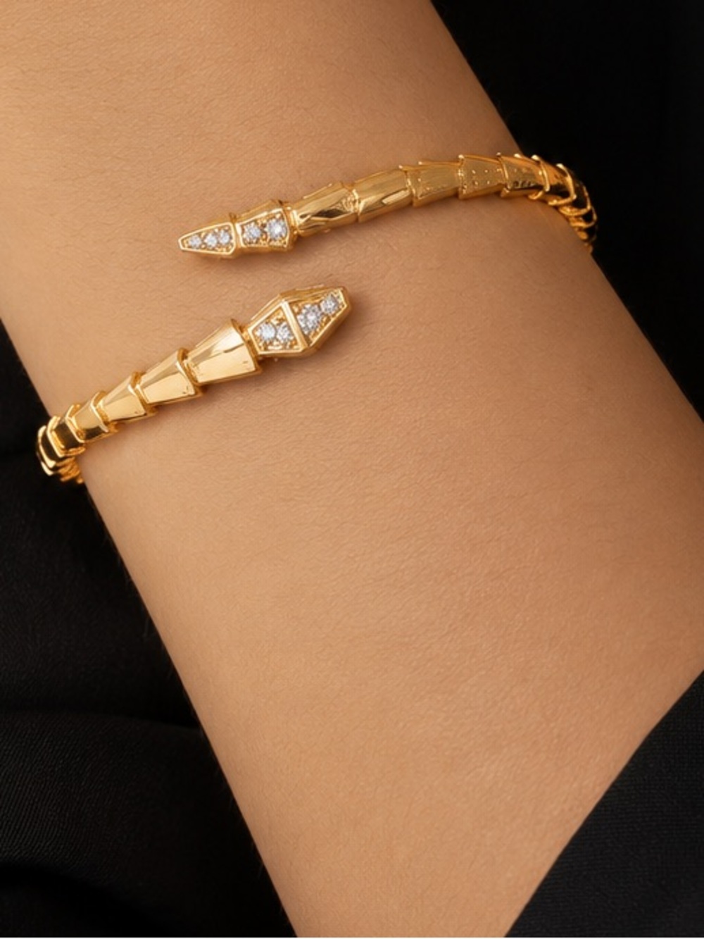 14k plated Gold-Tone Snake Cuff Bracelet with Crystal Accents
Serpenti